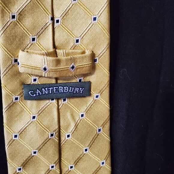 Canterbury Silk Yellow, Blue, & White Tie - Picture 5 of 6